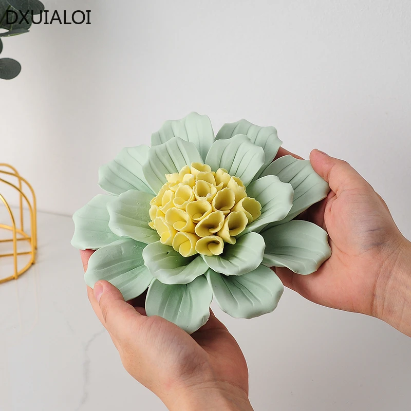 Handmade Ceramic Flowers Wall Decor Creative Living Room 3D Pendant Wall Decor with TV Background Home Decoration Accessories