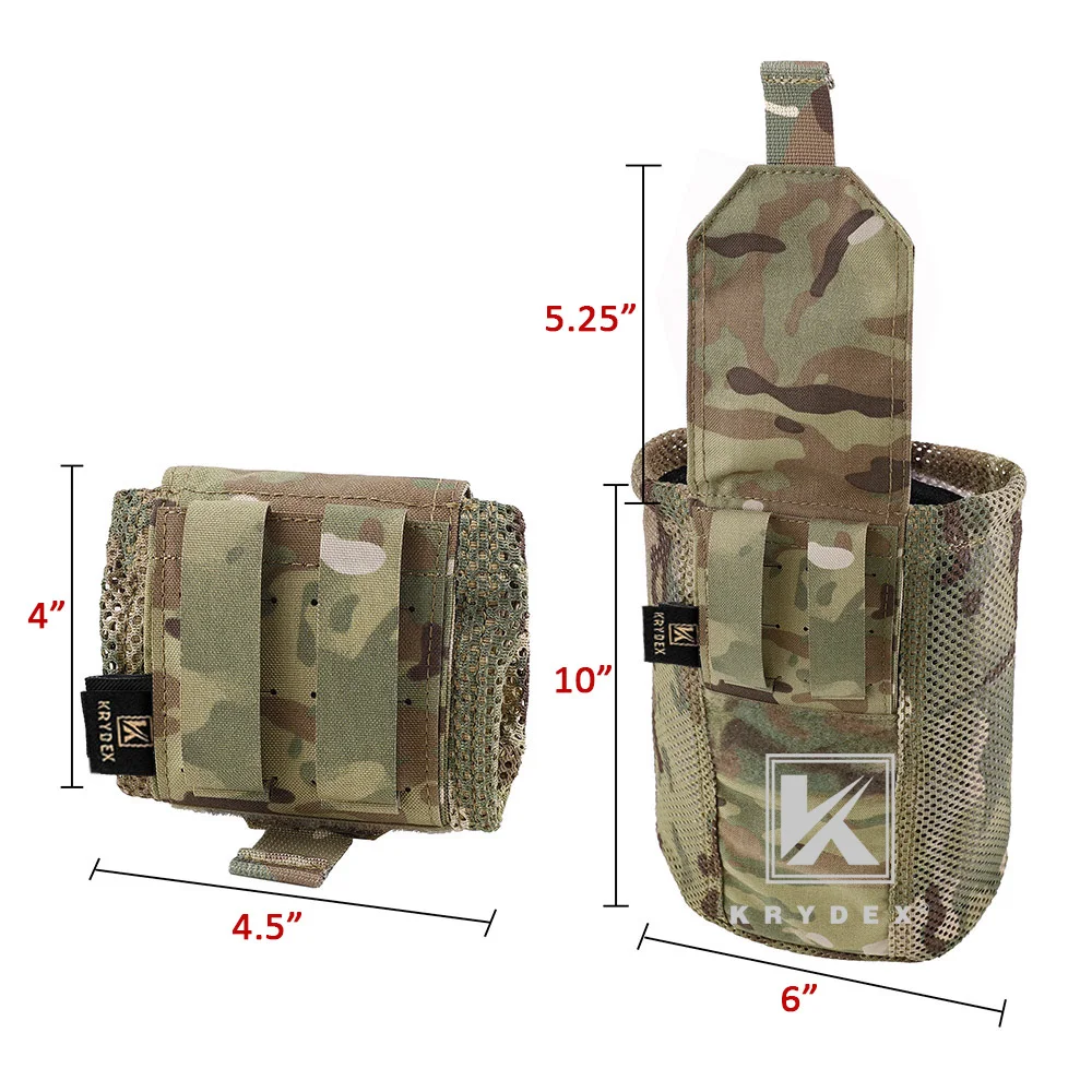 KRYDEX 500D Tactical Molle Mesh Pouch Drop Dump Pouch Foldable Magazine Mag Tool Bag Poly Mesh Multifunction Utility Pack