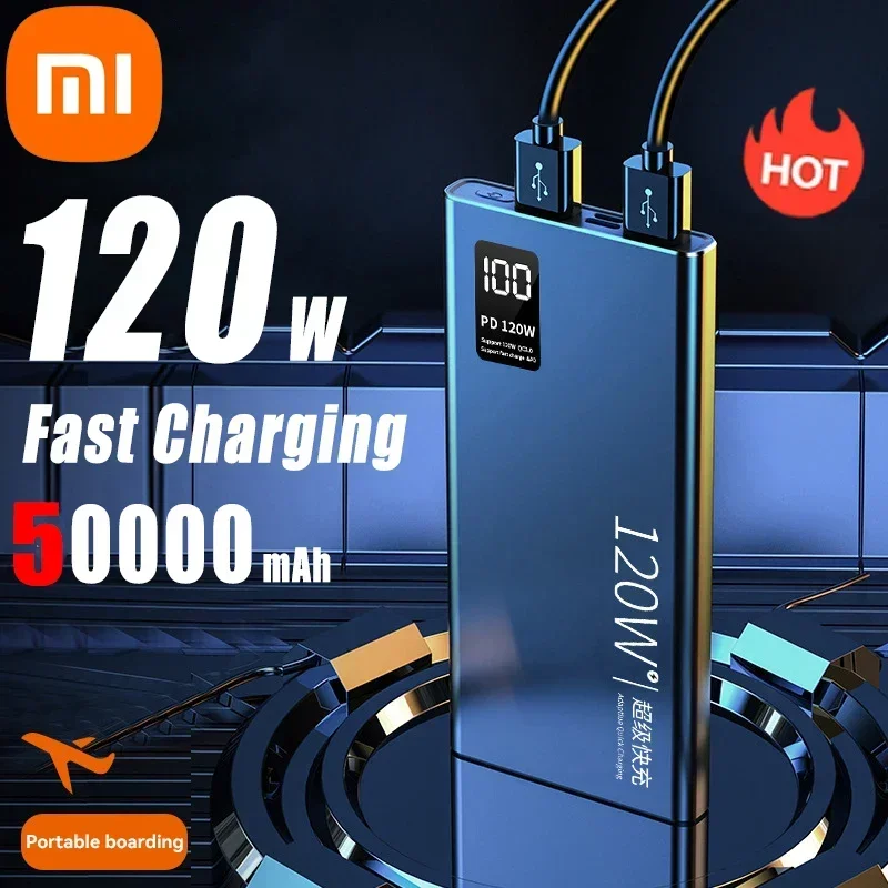 Xiaomi Original Mobile Power Bank 50000mAh 120W Fast Charging Battery Mobile Phone Mobile Power Bank Portable External Battery