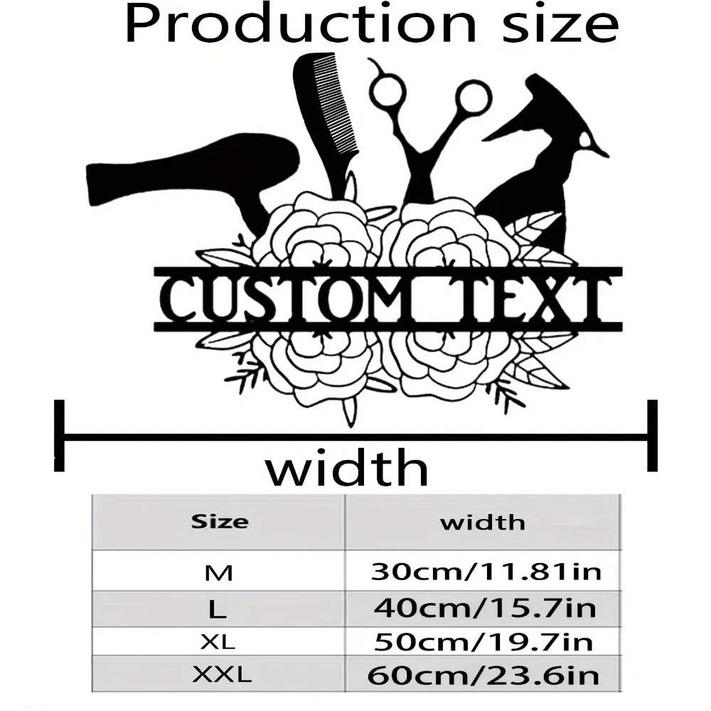 Iron Wall Hanging,Customizable Art Deco Cartoon Style Hollow - Cut Matte Metal Wall Art for Hair Salon Entrance Reusable and Pre
