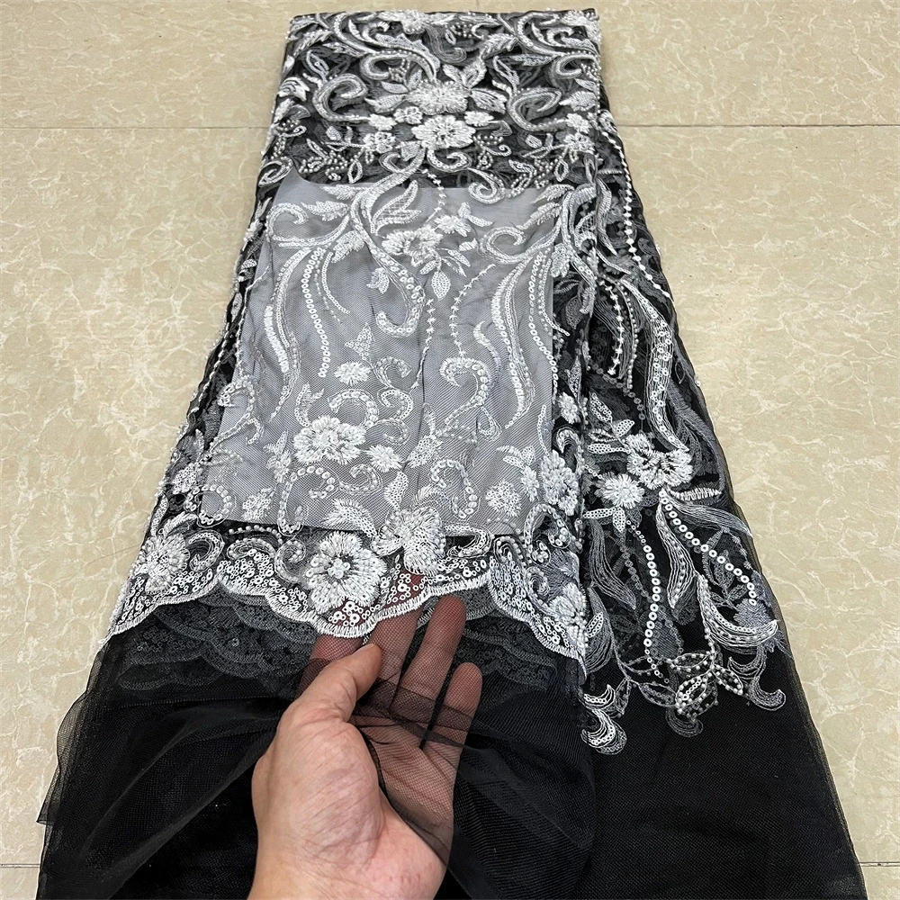 

African Nigerian Cotton Lace Fabric Classic Swiss Voile Eembroidery Lace Fabric 5Yards for Sewing Birdal Wedding Dress