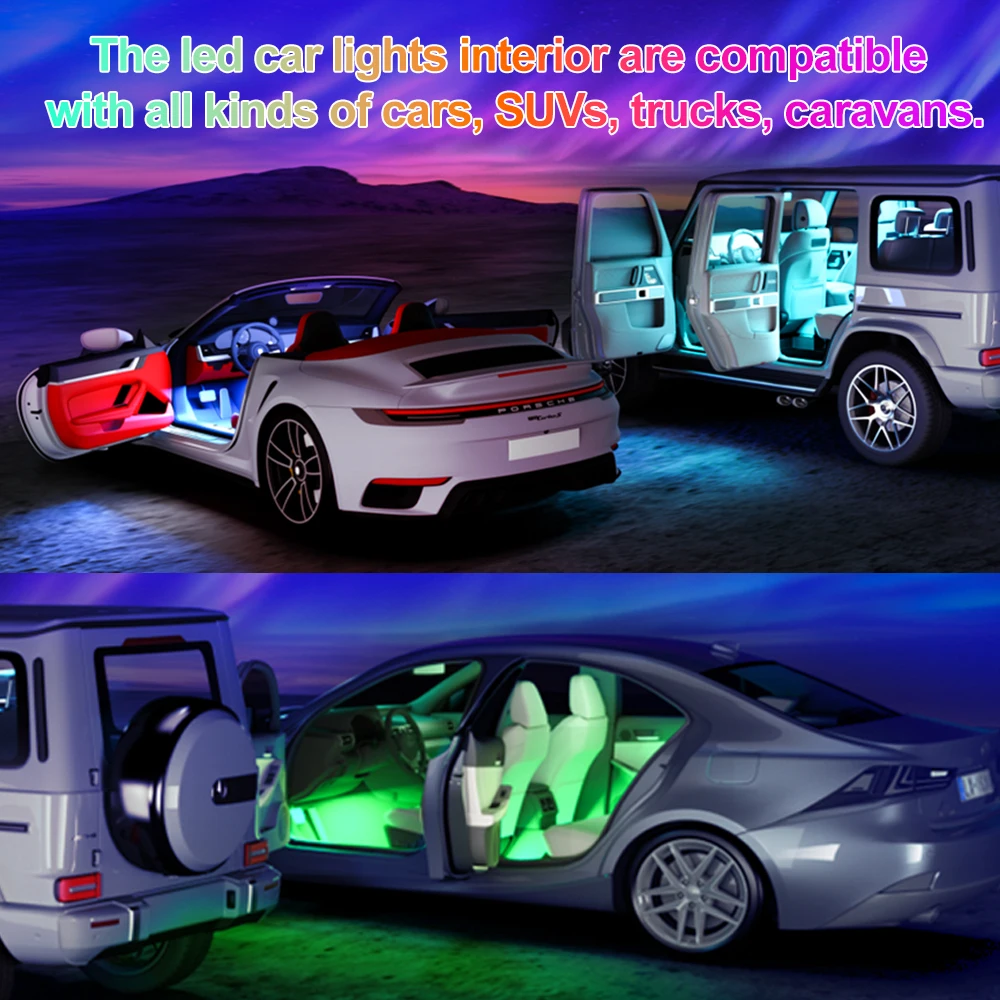 YiLaie Luci per interni per auto Luci intelligenti con controllo app Sincronizzazione musicale Barra luminosa a LED RGB Caricatore USB per accessori per auto