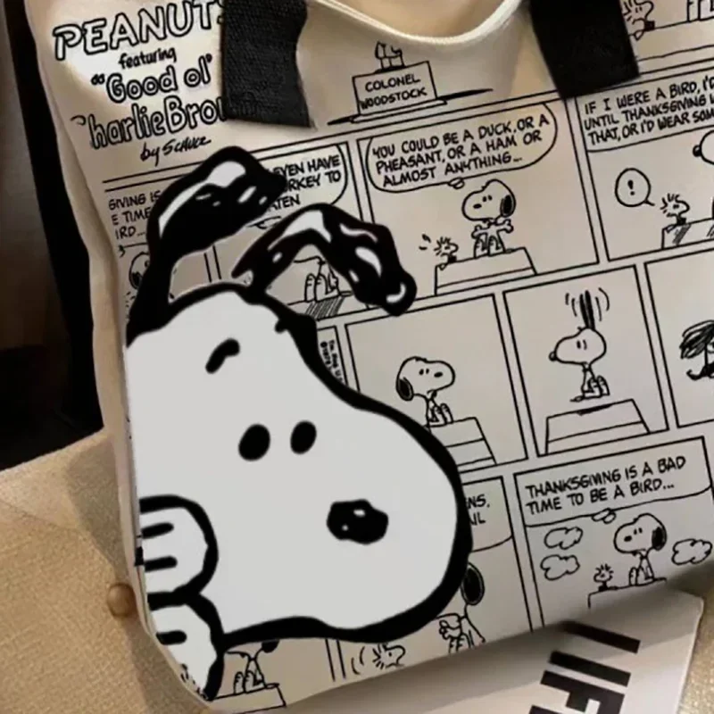 Canvas Bag Women High Capacity Bag Fashion Cartoon Snoopy Handbag Versatile One Shoulder Tote Bag Christmas Present for Girls