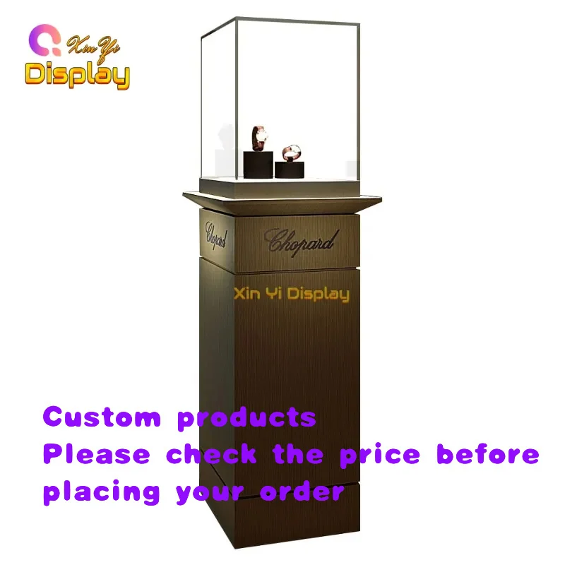 custom.LED Lighting Jewelry Showcase Tempered Glass Display Counter Furniture Jewelry Shops Made of Durable Metal and