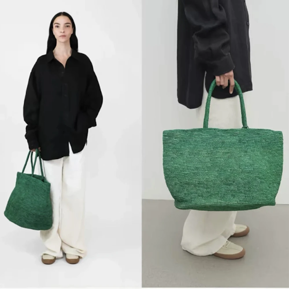 2026 New Fashion Handmade Natural Raffia Straw Shoulder Bag Women Big Luxury Tote Bag Lady Handbags Purses Vacation Beach Purse