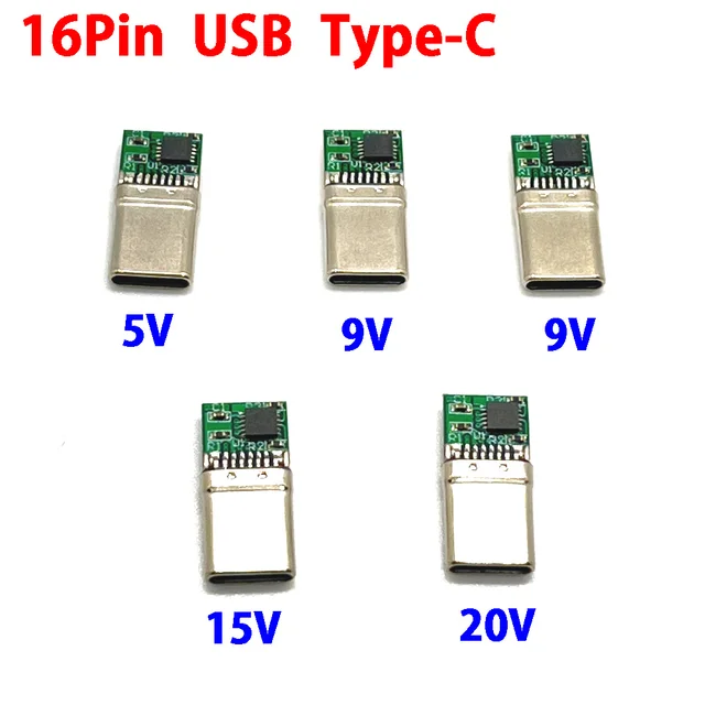 1 SZTUK USB Type-C PD/QC Wtyczka męska Płytka wabikowa Szybkie ładowanie PCB 9V 12V 15V 20V Moduł PD 2 3.0 Kabel wyzwalający DC Złącze ładowania QC4
