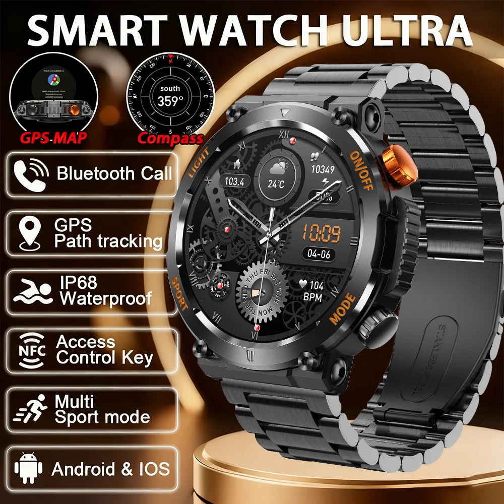 

DAORKOW New Men's Smartwatch 360 * 360 HD Touch Screen Sports Waterproof Smartwatch Health Monitoring Bluetooth Call Smartwatch