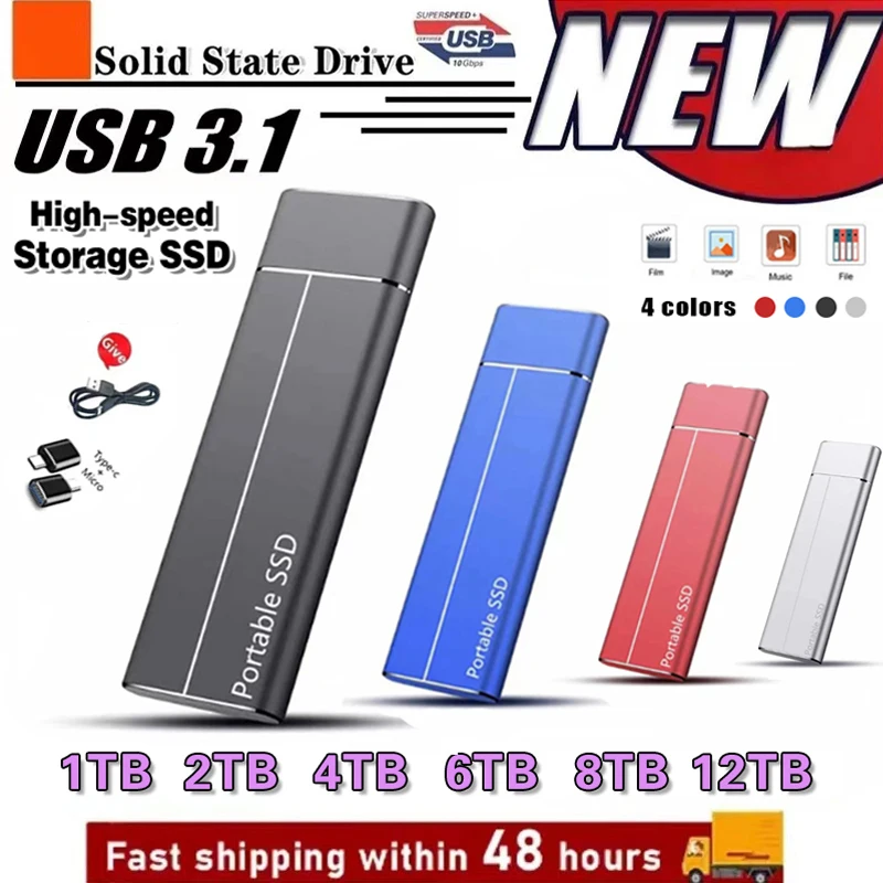 محرك أقراص صلب خارجي عالي السرعة ، قرص SSD محمول ، USB ، واجهة من النوع C ، محرك أقراص صلبة ، قرص تخزين كبير لأجهزة الكمبيوتر المحمولة من شاومى وي