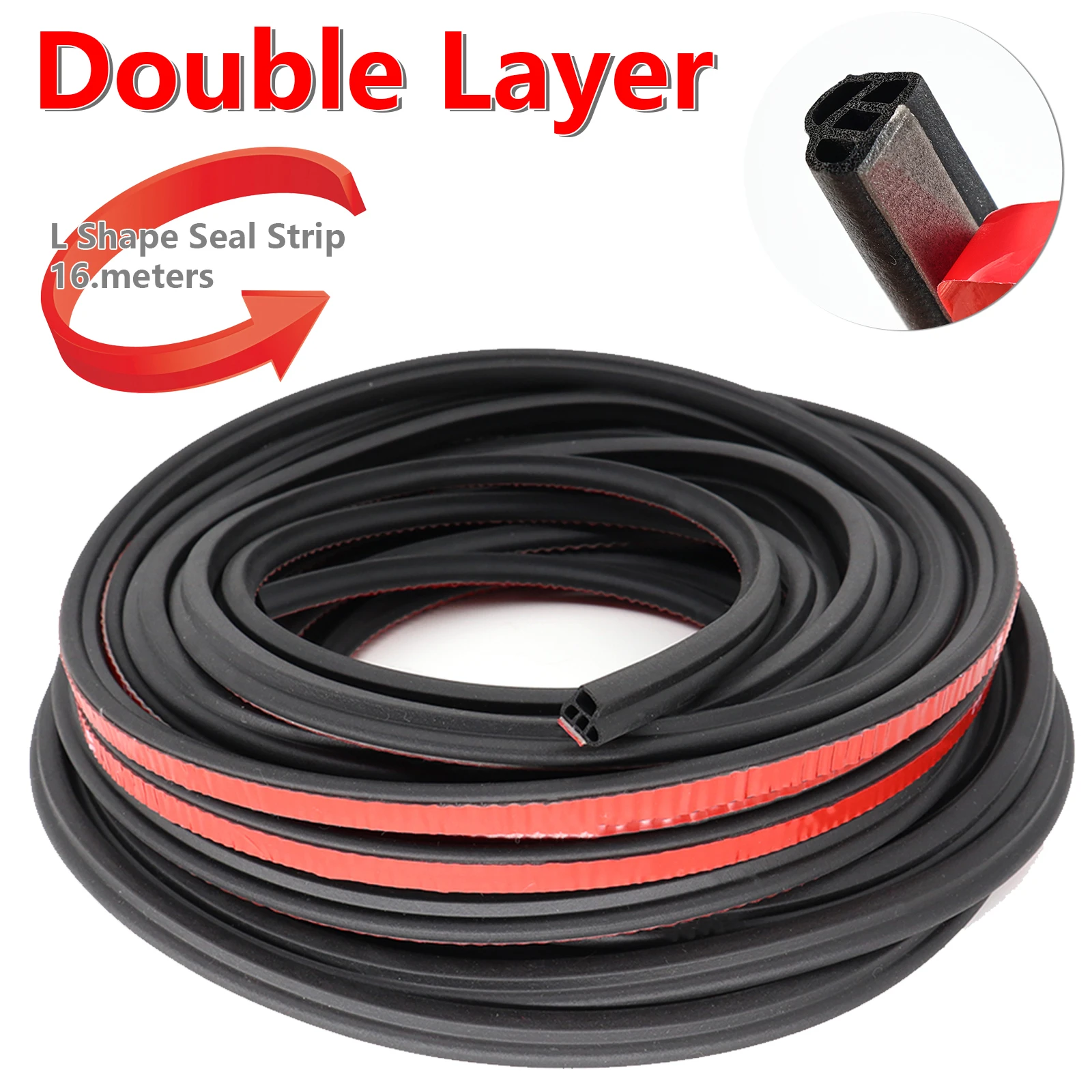 Car Door Rubber Seal Strip L-type Double Layer Sealing Adhesive Stickers Noise Insulation Weatherstrip Auto Interior Accessories