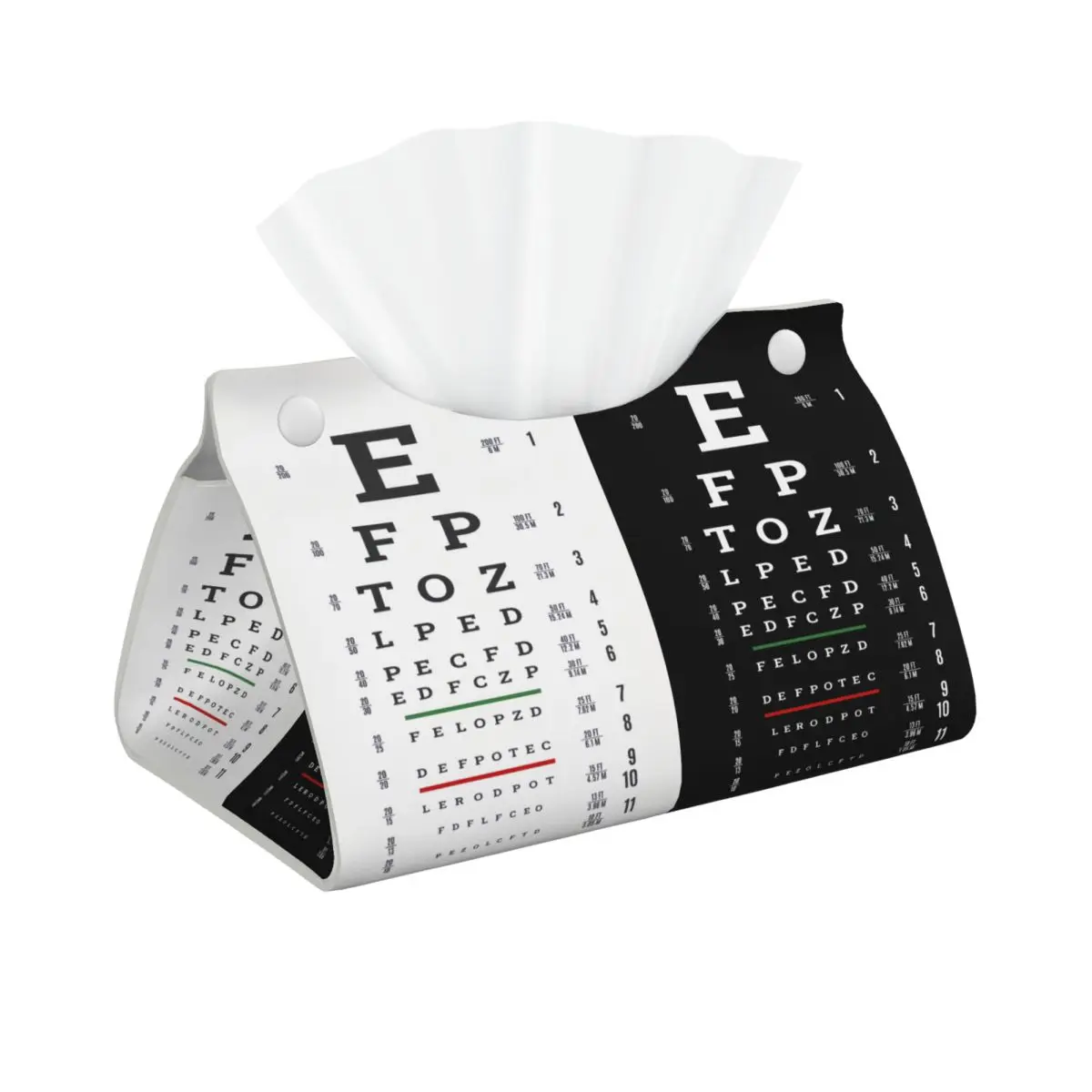 Custom Snellen Chart Eye Test Tissue Box Cover Rectangular PU Leather Optician Optometrist Facial Tissues Holder for Home