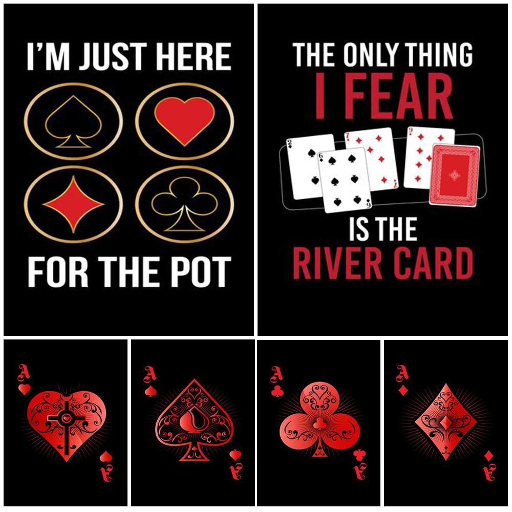 

Poker Playing Cards Spade Heart Club Nordic Poster Wall Art Canvas Painting Wall Pictures For Living Room Home Decor Unframed