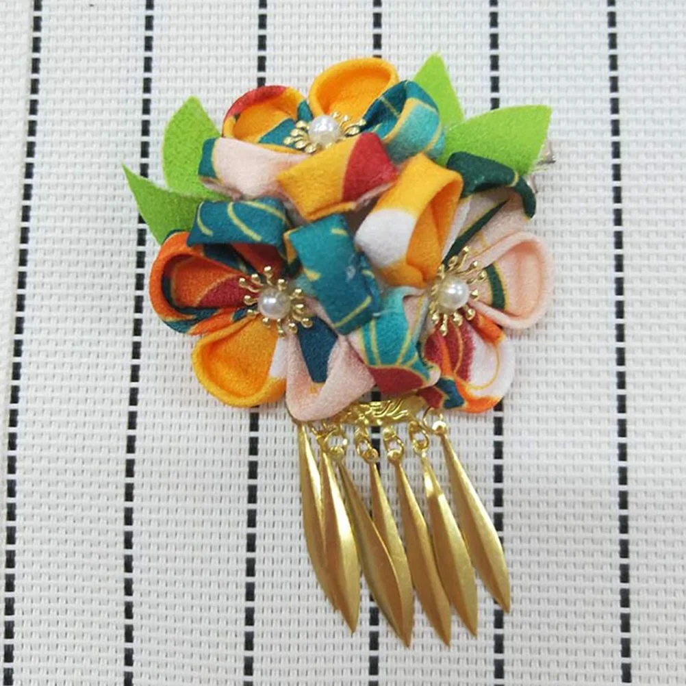 

2 pcs Japanese Style Yellow Floral Headband Fabric Metal Hair Accessories For Women Headwear Elegant Party Wedding