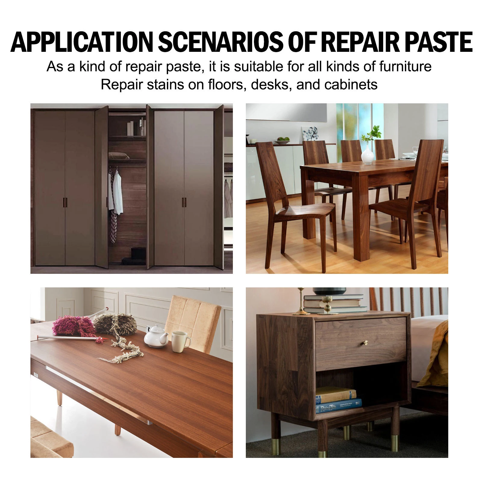 Kit di riparazione per mobili in legno falegnami 10 riempitivi in legno per graffi crepe fori porte in legno scrivanie accessori per mobili da pavimento