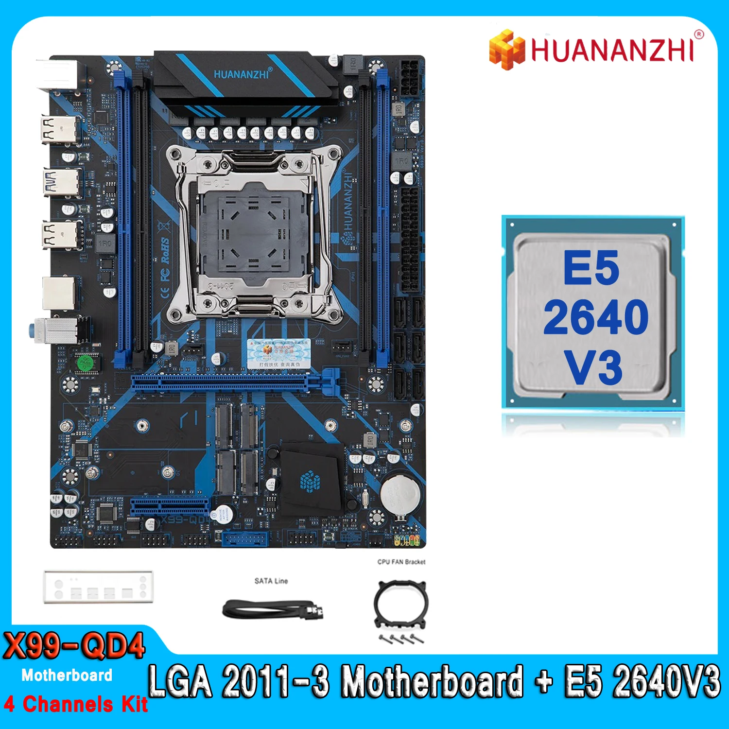 

Комплект материнской платы Huananzi X99 QD4 LGA2011-3 с процессором E5 2640 V3 DDR4 с поддержкой ECC M.2 NVME SATA Высококачественный комплект материнской платы E5 2640V3