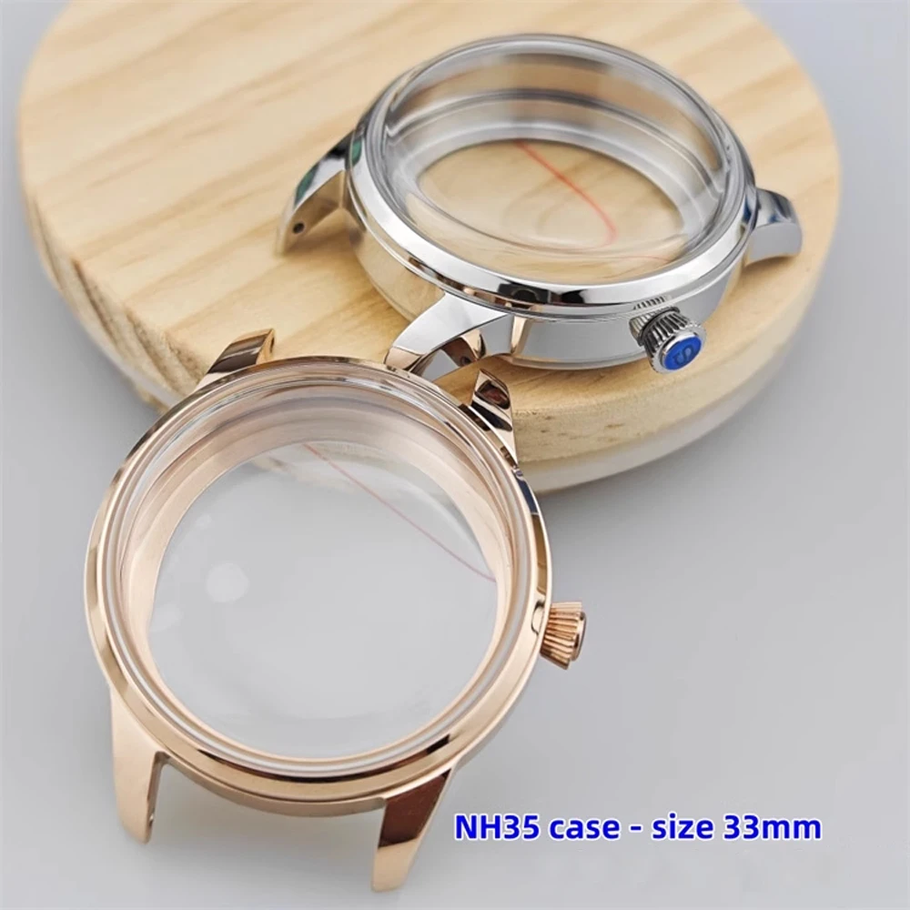 33mm Transparent Bottom Watch Case, for NH35 NH36 Movement, NH35 Case 5ATM Waterproof Fits 29mm Watch Dial Modified Accessories