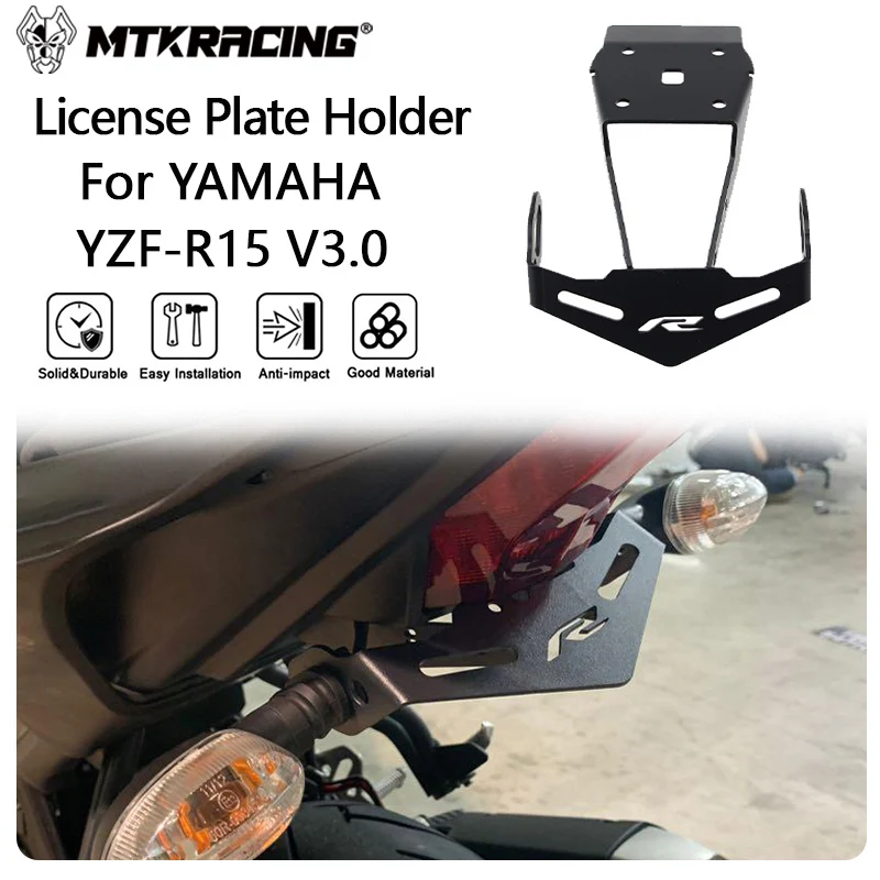 

MTKRACING License Plate Holder For YAMAHA YZF-R15 V3.0 2017-2019 License Plate Holder Rear Tail Frame Fender Eliminator Bracket