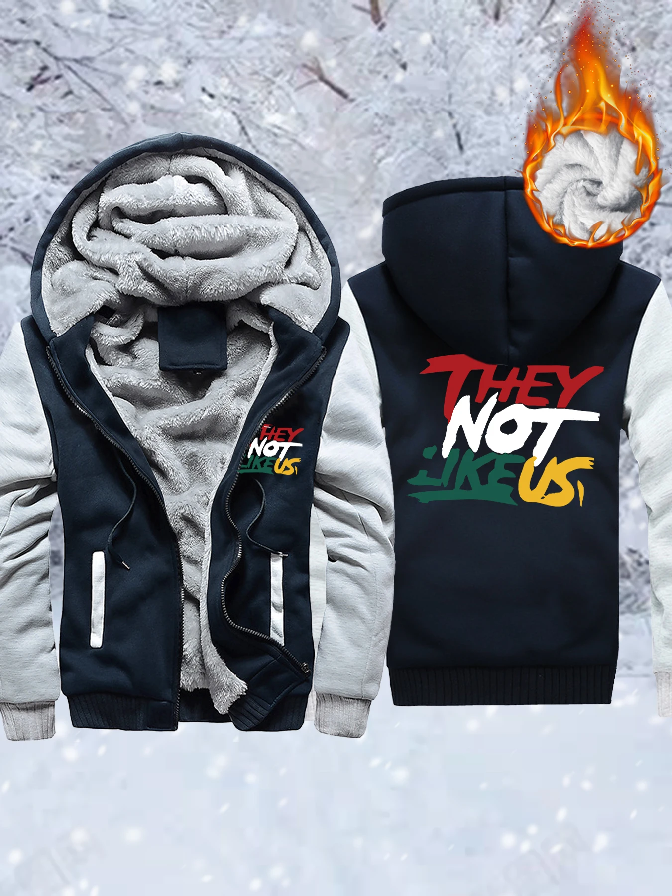 

They Not Like Us Creativity Printed Unisex Soft Warm Jackets Fleece Comfy Veste Winter Thicken Streetwear Pocket Zip-Up Hoodie