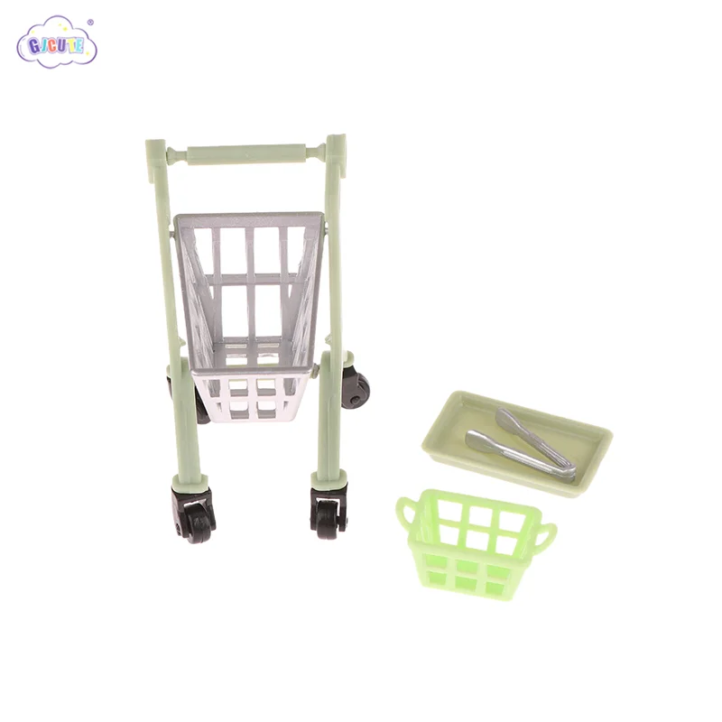 1pcs 1/12 Dollhouse Simulation Shopping Trolley Basket Tray Dolls House Mini Supermarket Decoration Accessories