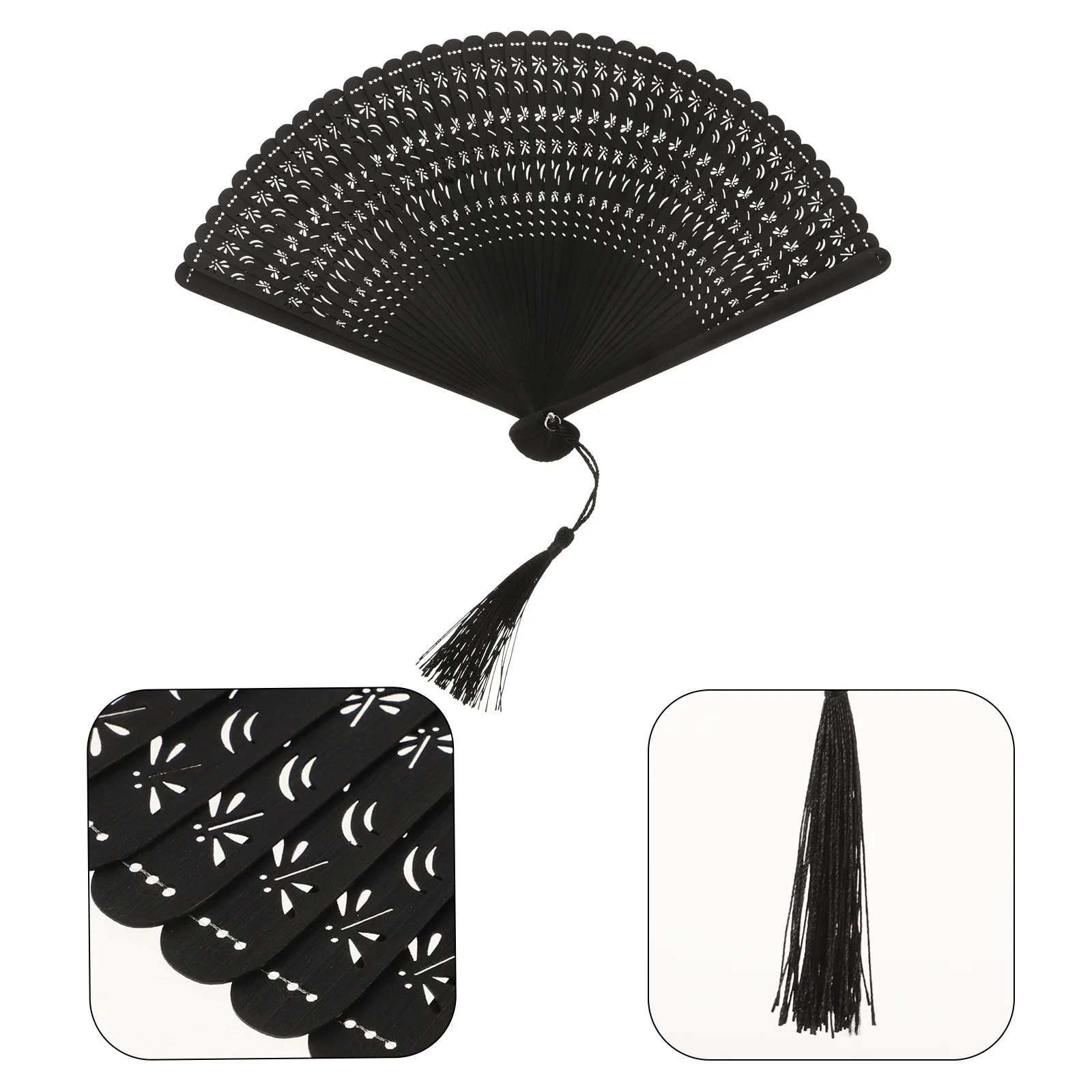 

Bamboo Folding Fan Traditional Chinese Style Elegant Hollow Design Portable Summer Cooling Accessory for Women Wedding Party