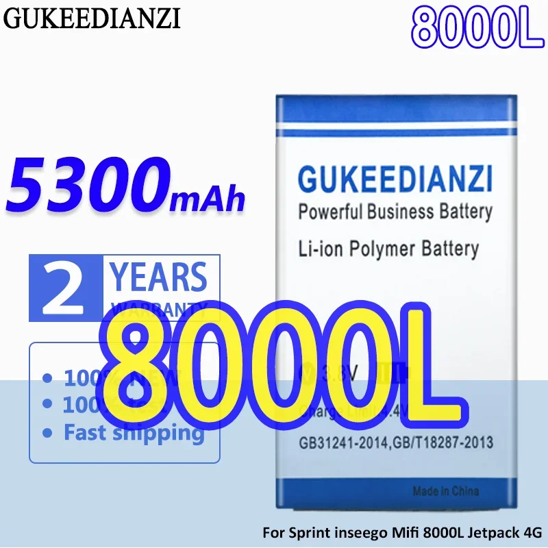 High Capacity GUKEEDIANZI Battery 5300mAh For Sprint inseego Mifi 8000L Jetpack 4G 160002 + Portable batteries