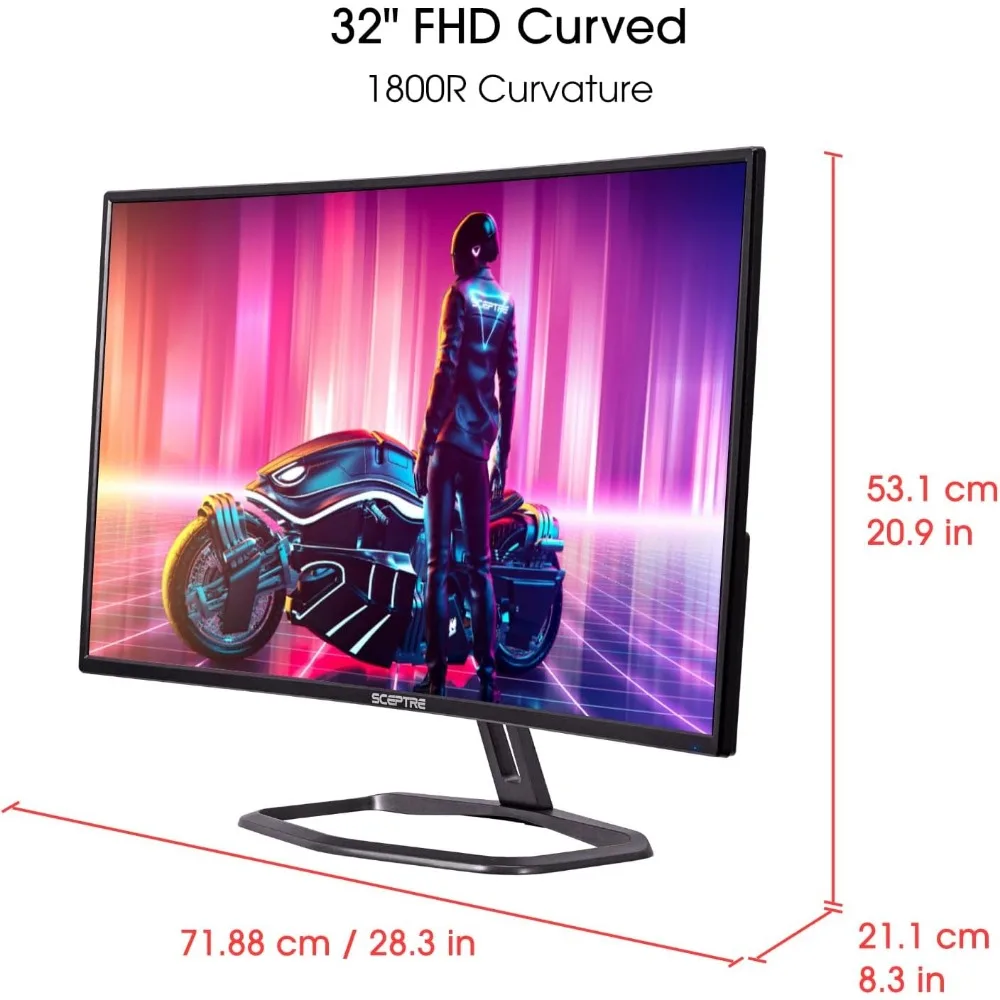 Curved 32" FHD 1080p Gaming Monitor Up to 240Hz 1ms 99% sRGB AMD FreeSync Premium Build-in Speakers