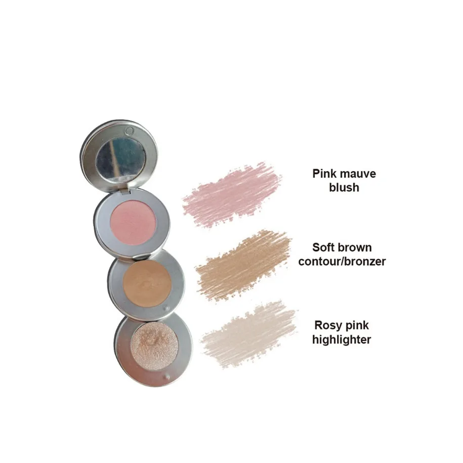 Custom Logo Vegan Makeup Wholesale 3 Layer Face Powder Blush Highlighter Contour Palette Private Label  Blusher