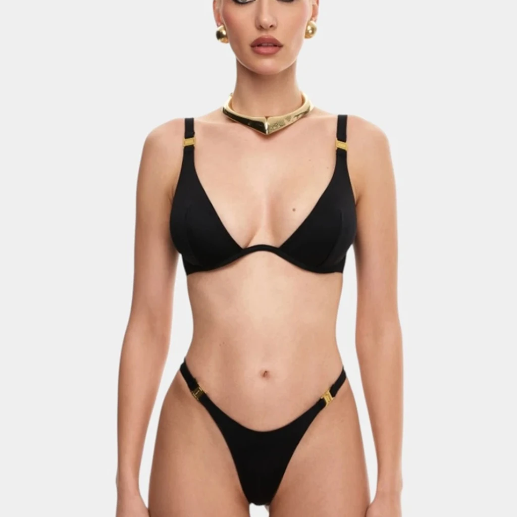 Push Up Bikinis 2026 Sexy Women Swimsuit Swimwear Female Bikini Set Black Biquini Bathing Suit Solid Swimming Suit Beachwear