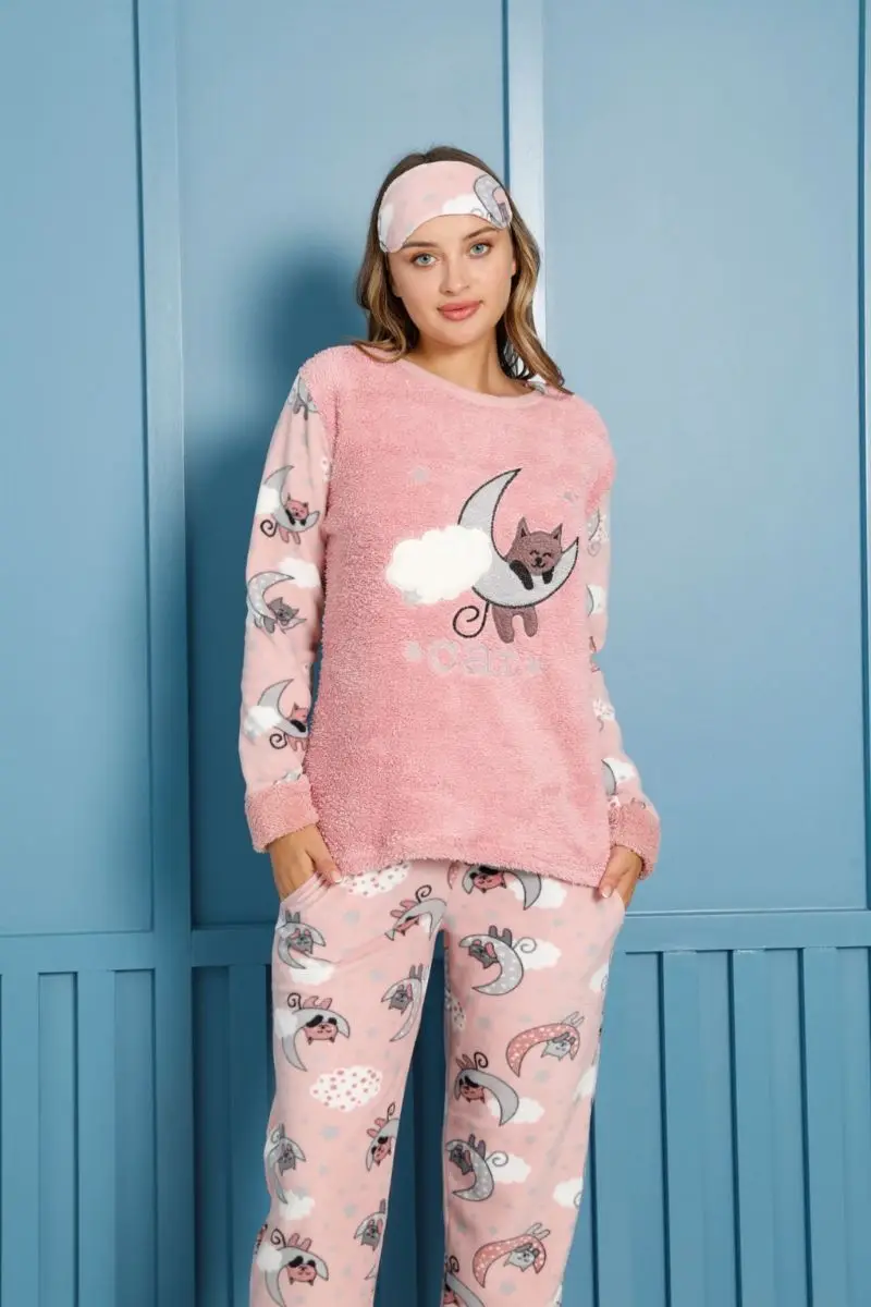 Fashion Cartoon Welsoft Fleece Vrouwen Pyjama Set 8460