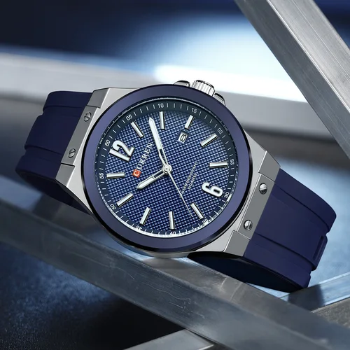 Imagen 2 del producto Reloj deportivo ligero CURREN para hombre, luminoso y con fecha, correa de silicona suave con esfera simple, reloj de pulsera de cuarzo informal de moda