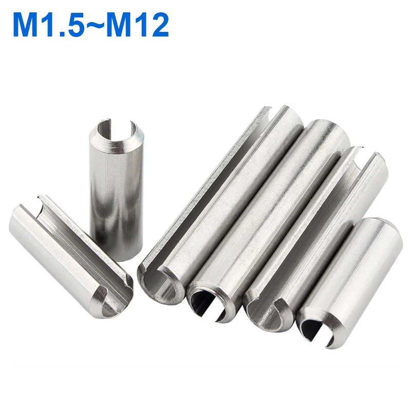 M1.5 M2 M2.5 M3 M4 -M12 304 Stainless Steel Spring Pins Cylindrical Elastic Open Dowel Pins Roll Pin Slotted Split Tension Pins
