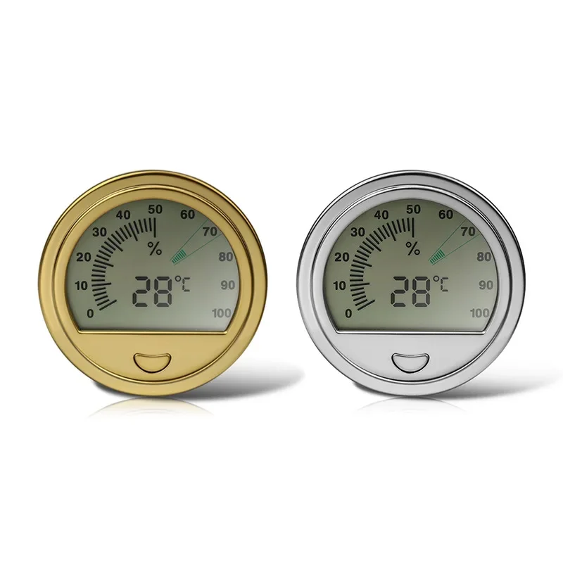 High-Precision Digital Display Thermohygrometer, Cigarar Box, Electronic Constant Temperature and Humidity Meter, Round Hygrom