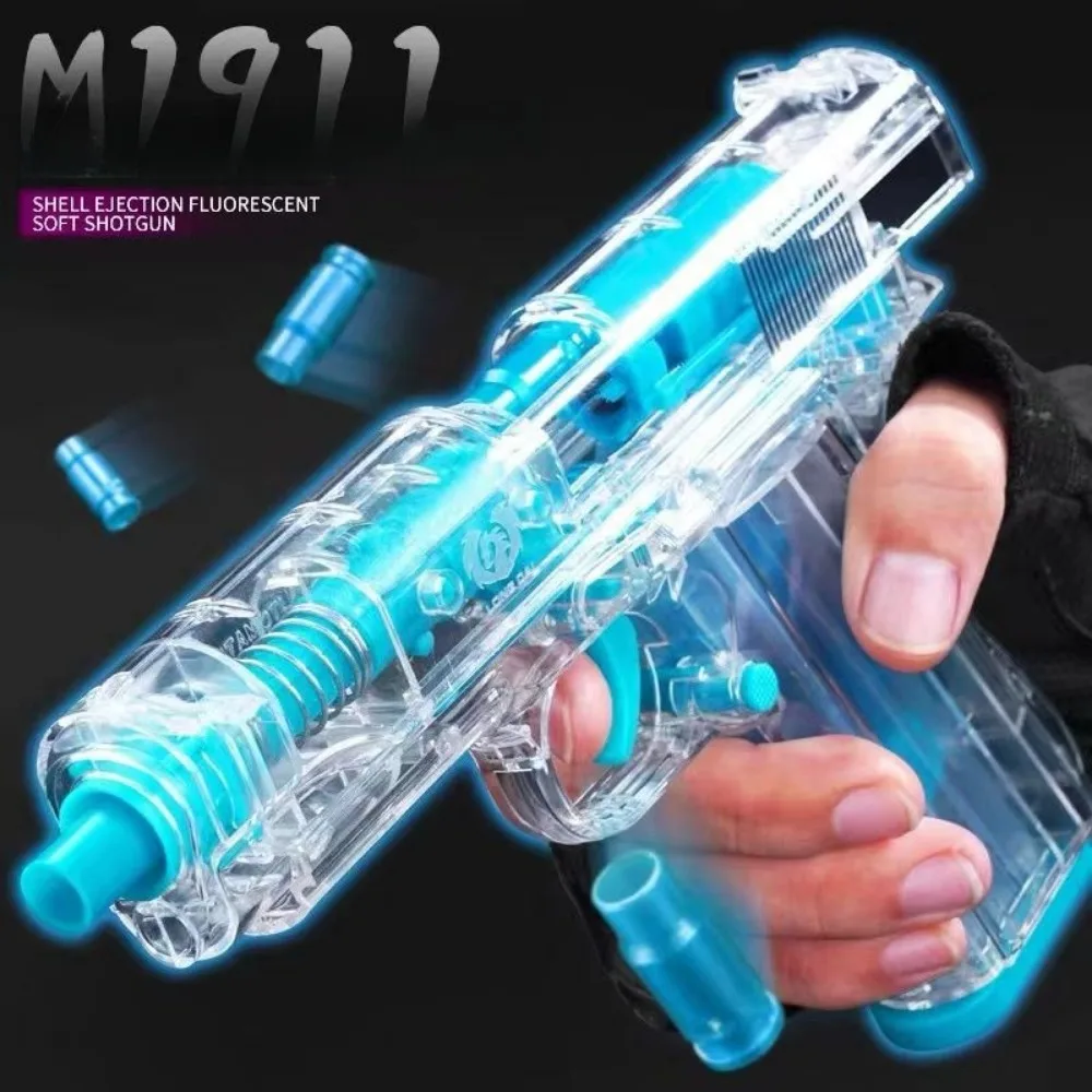Pistola giocattolo tattica luminosa Guscio trasparente espulsione proiettile morbido per bambini Ragazzi Adulti Pistola softair Regalo di compleanno per bambini