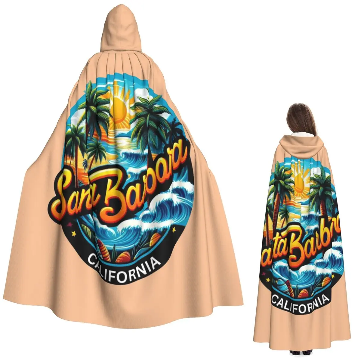 

Santa Barbara, California USA Long Hooded Cloak Witch Medieval Costume Cosplay Cape HalloweenParty Adult Unisex