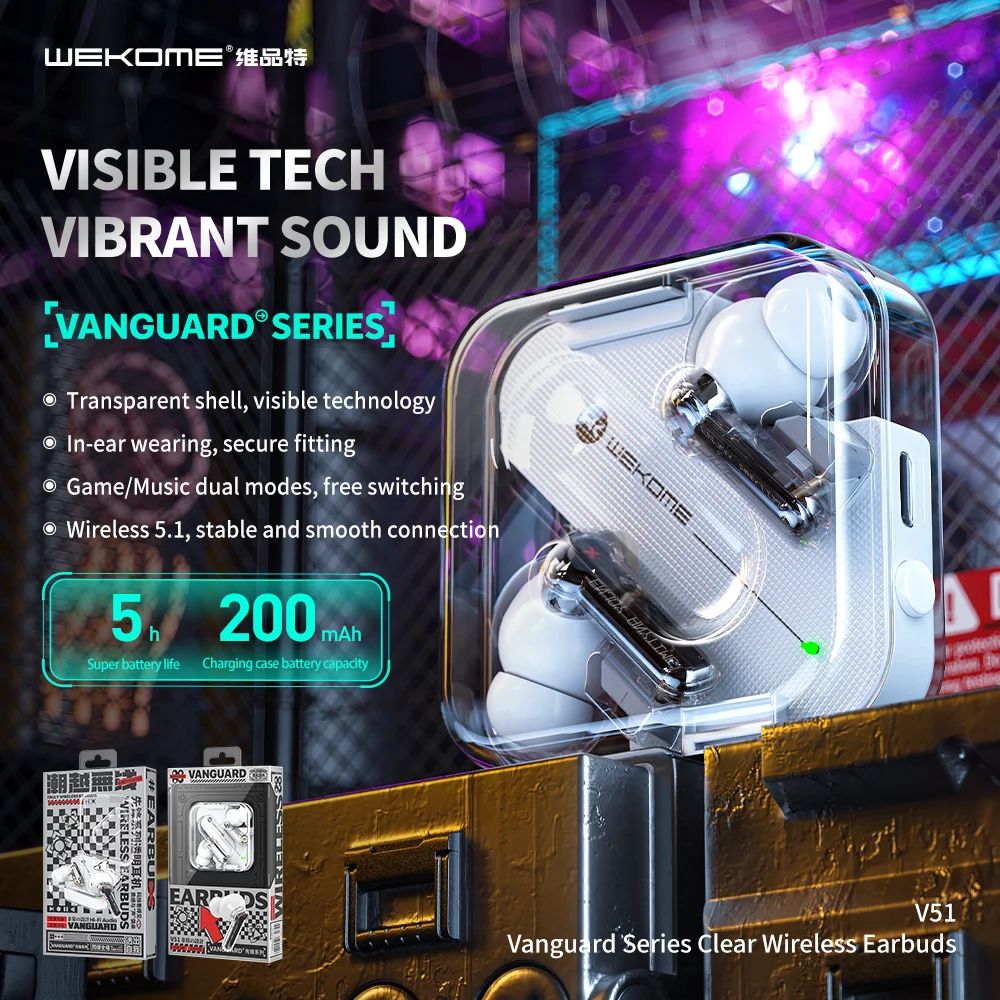 2022 V51 TWS auricolari da gioco auricolari Touch cuffie Wireless Bluetooth batteria da 300mAh cuffie impermeabili HIFI in Standby lungo