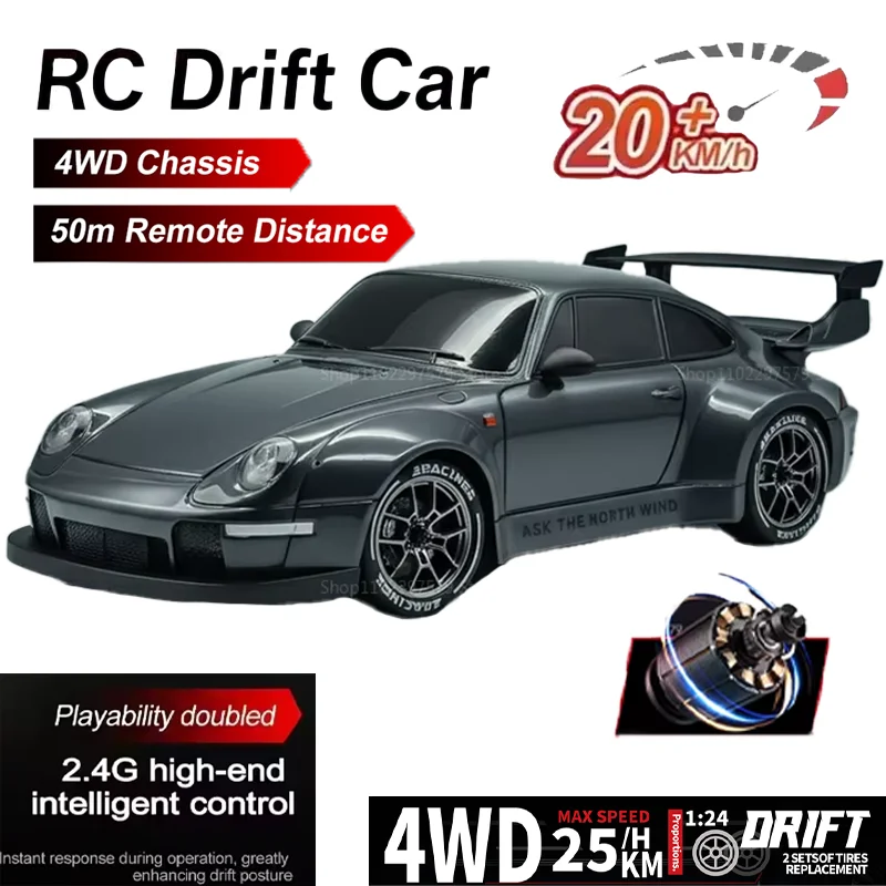 

Радиоуправляемая дрифт-машина 1:24, высокоскоростная, 2,4 ГГц, с LED-подсветкой и дрифт-шинами – идеальный подарок