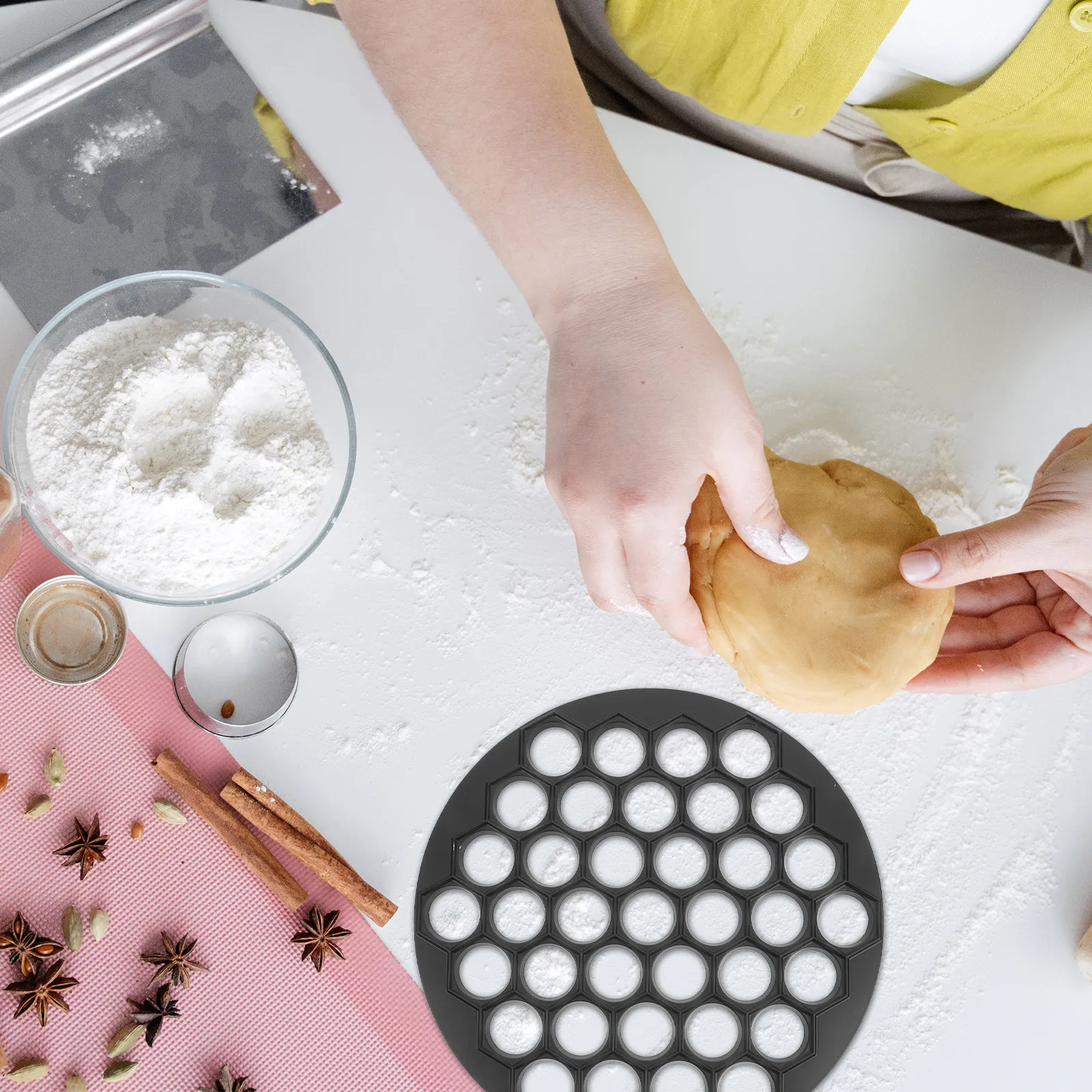 Molde para Jiaozi de 37 Orificios, Prensa para Empanadillas de Aleación de Aluminio para Hacer Empanadillas, Raviolis, Wontons, Tortellinis, Pasteles Rellenos, Utensilio de Cocina