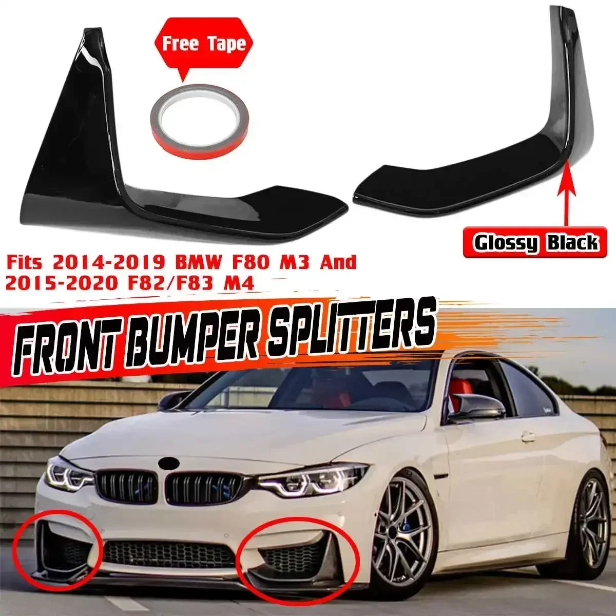 

Сплиттер для переднего бампера, для BMW F80 M3 F82 F83 M4 2014-2020