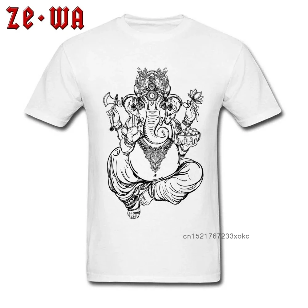 

Ganesha Tshirt Elephant God T Shirt Men Black White T-shirt Simple Casual Birthday Gift Clothes 100% Cotton Tops Tees Fitness