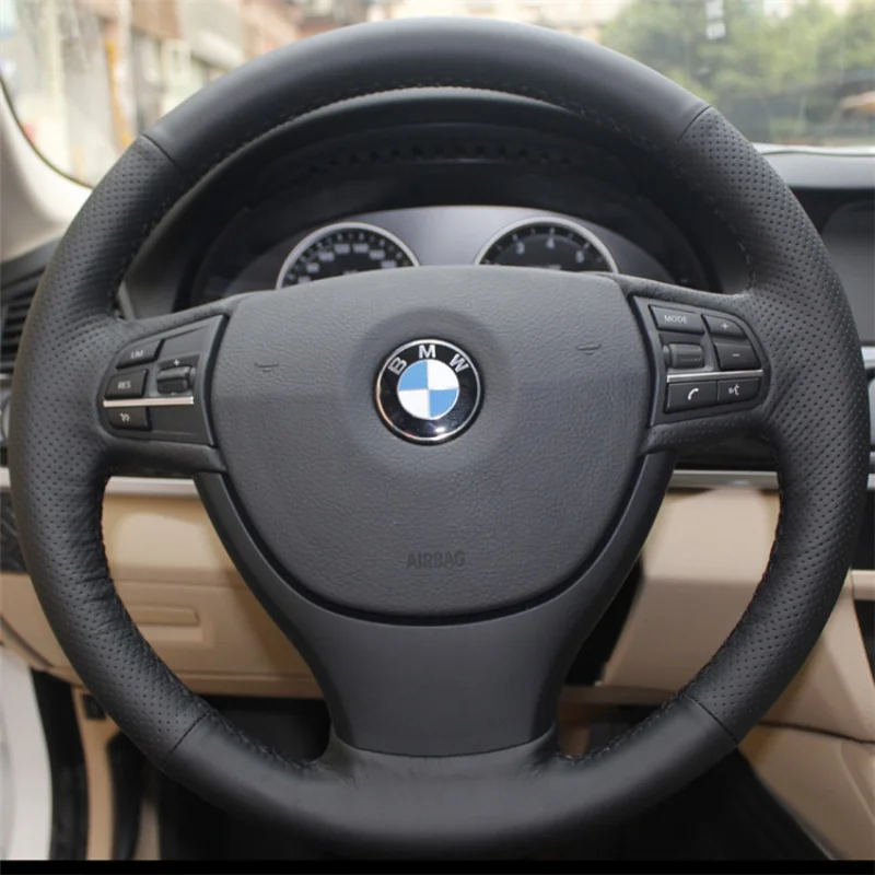 

Genuine Leather Hand-stitched Steering Wheel Cover For BMW 320 525 X1 X3 X5 X6 E60 E90 Custom Car Steering Wheel Braid Cover