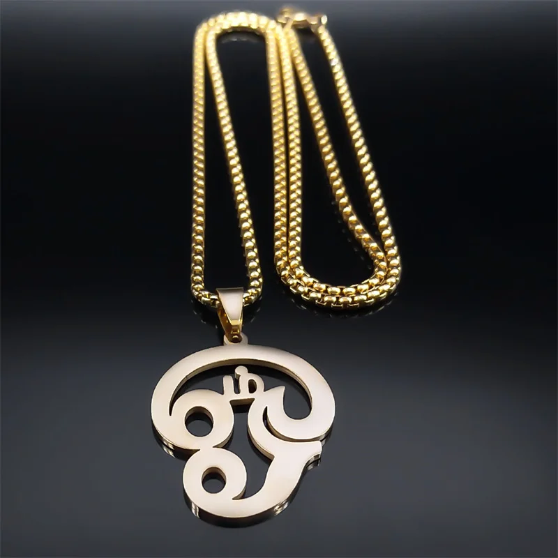 Tamil Om Sembolü Kolye Kadın Erkek Paslanmaz Çelik Altın Renk Budist Om Shiva Yoga Charm Kolye Takı N8089S01 – Detail 7