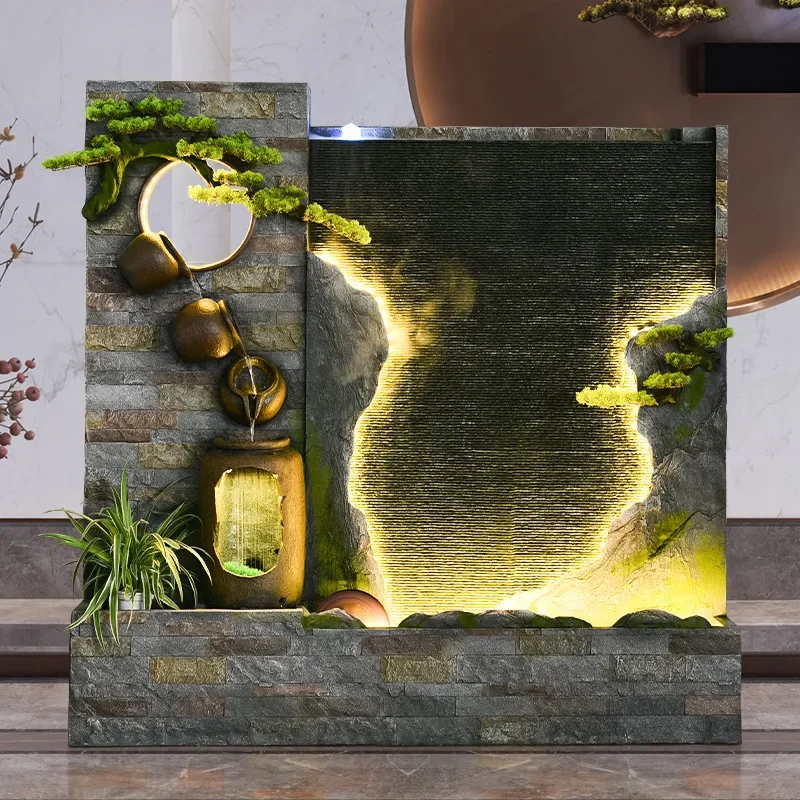 HYS large-scale rockery water curtain wall, flowing fountain ornament