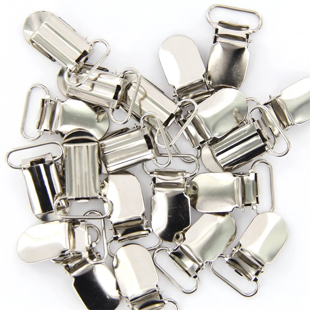 

50pcs Metal Suspender Clips For Pacifier Durable Iron Holder With Plastic Insert Protect Fabric Craft Diy Accessories
