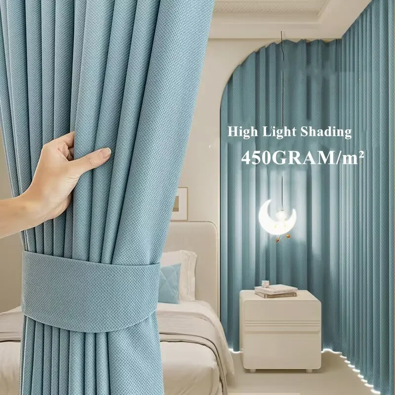 Luxury Living Room Window Curtains 75-90% Blackout Solid Color  Room Darkening Curtain Drapes For Bedroom Custom Made
