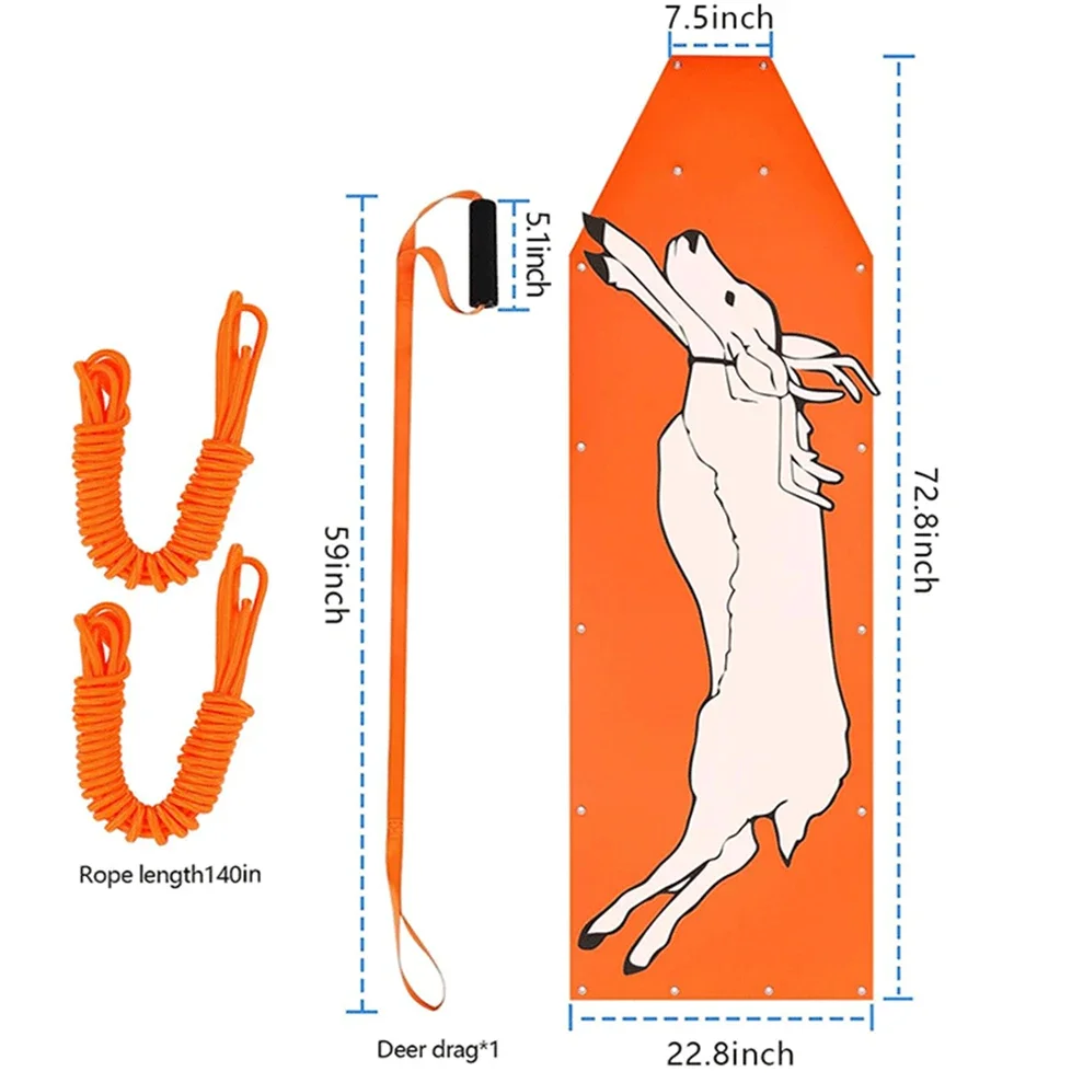 

140 Inches Towing Rope Length Deer Hauling Sled Deer Hauling Sled For Outdoor Heavy-Duty Trolley Nylon Rope Strength