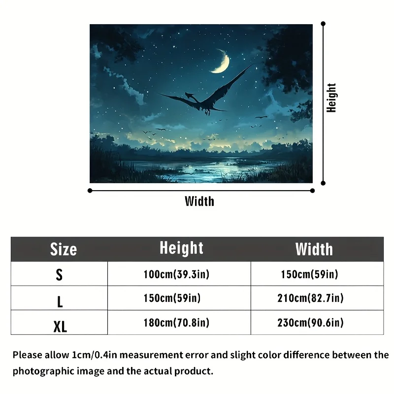 نسيج الزواحف الليلية النابضة بالحياة - تصميم الزواحف المجنحة الساحرة مع اكتمال القمر والنجوم، مثالي لديكور المنزل والحفلات،