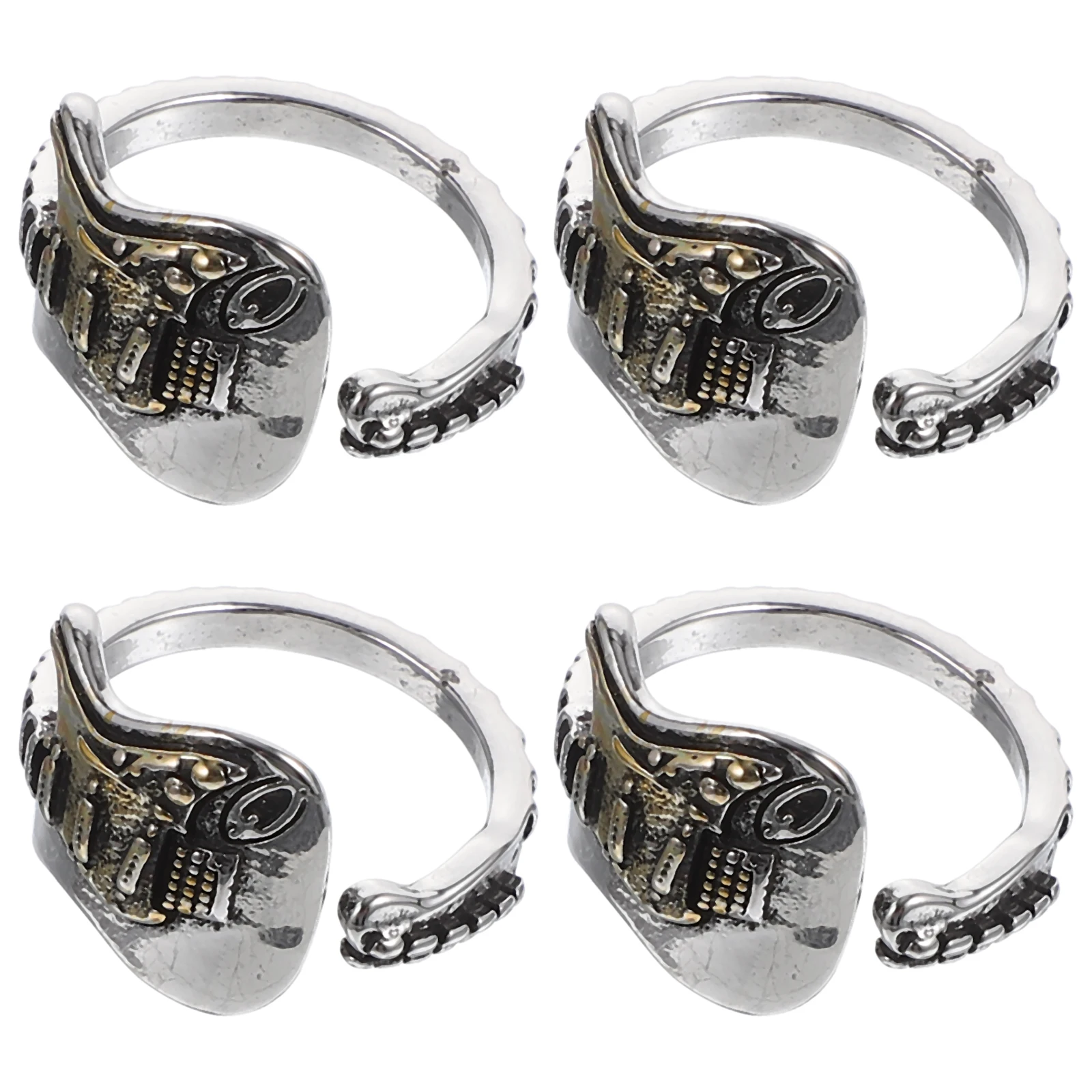 

4pcs Electric Guitar Rings for Men Adjustable Zinc Alloy Gothic Ring Jewelry Cool Mens Finger Accessories