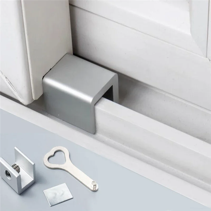1PC Child Protection Baby Safety Adjustable Sliding Window Locks Stop Aluminum Alloy Security Lock With Keys Safety Window Lock image 3