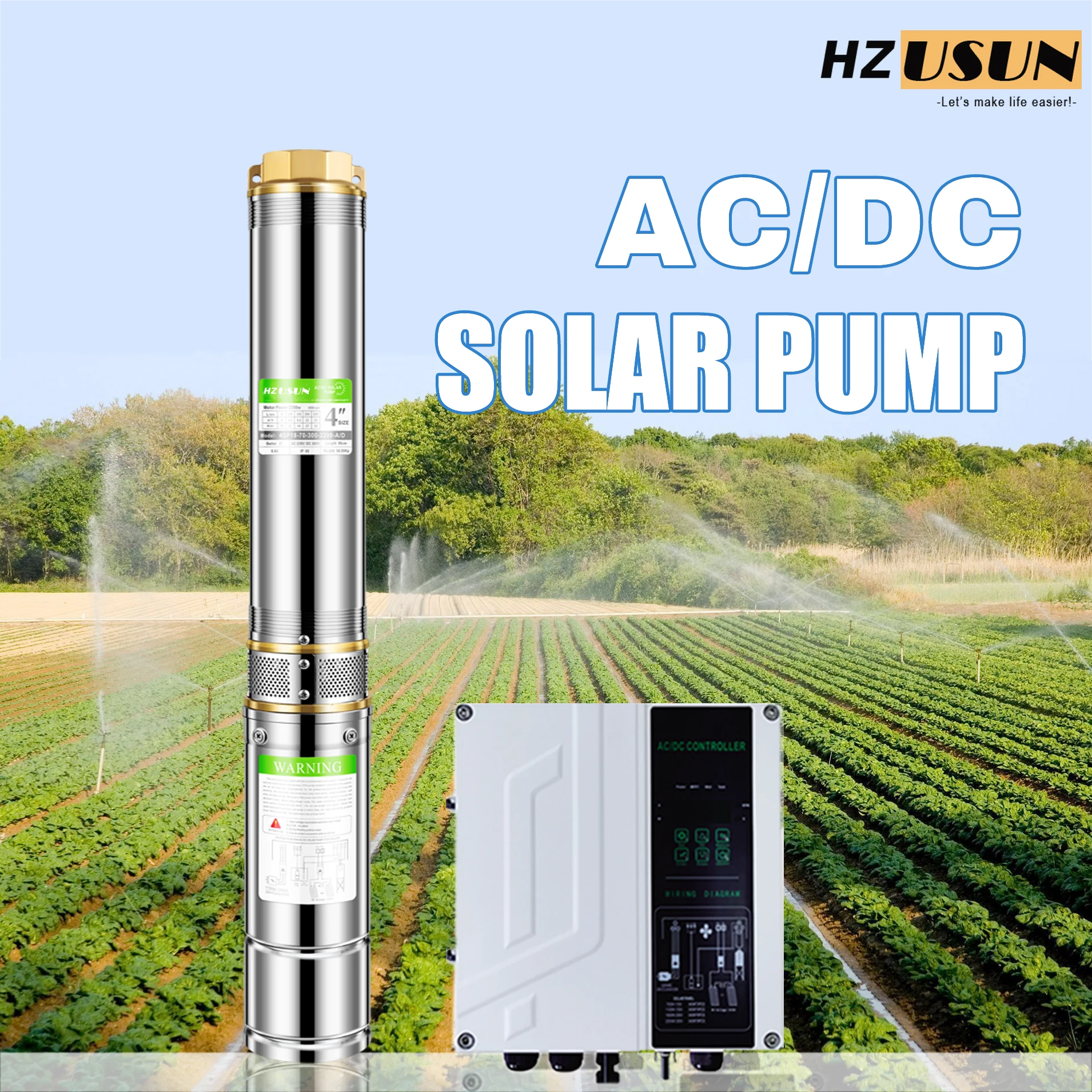 

1 HP DC AC Solar Submersible Shallow Well Jet Pump for Field Agricultural Irrigation Systems High Volume Solar Sprinkler Pump