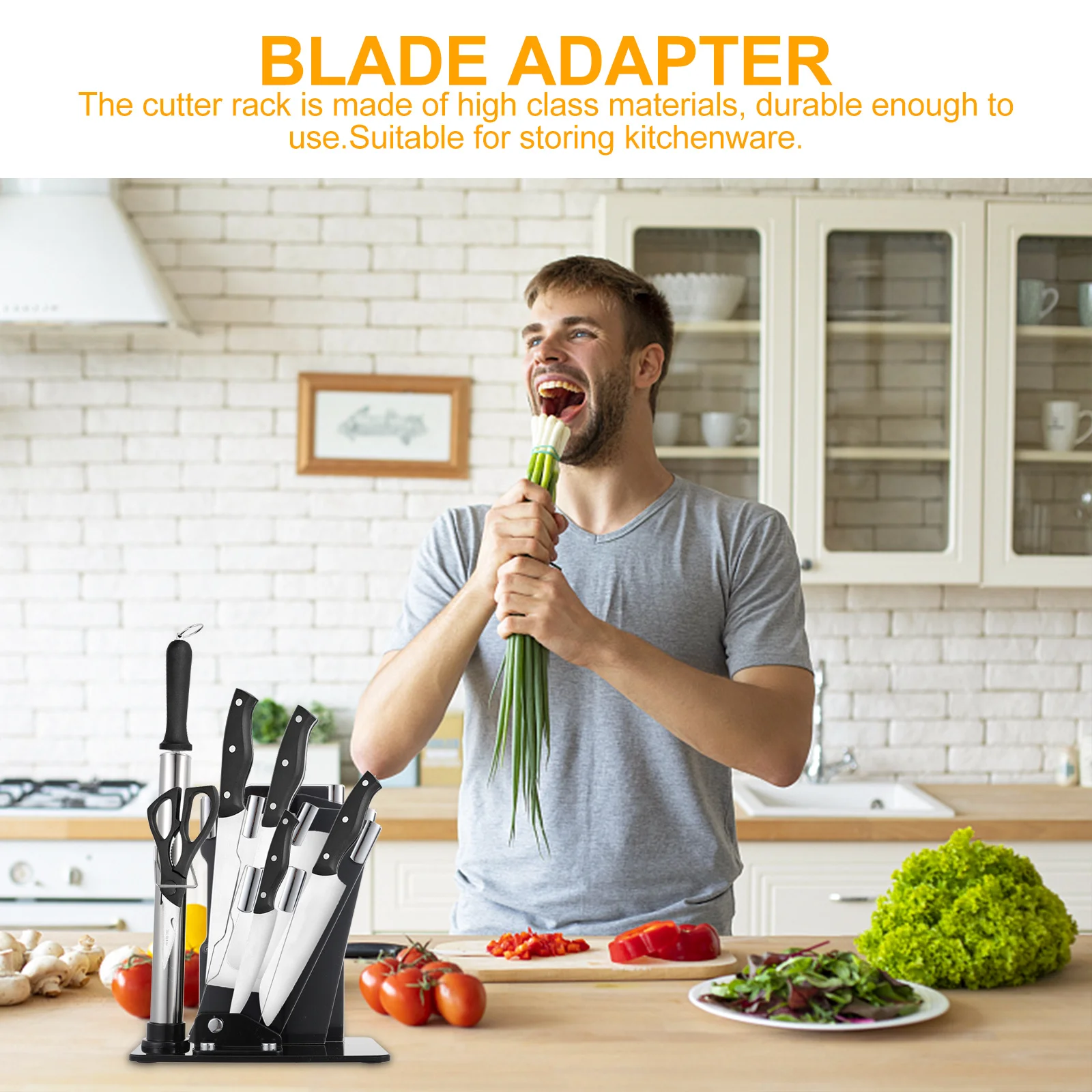 

1Pcs Kitchen Desktop Cutter Holder Multi-Slot Cutter Rack Storage Shelf Stable Flat Base Household Kitchenware