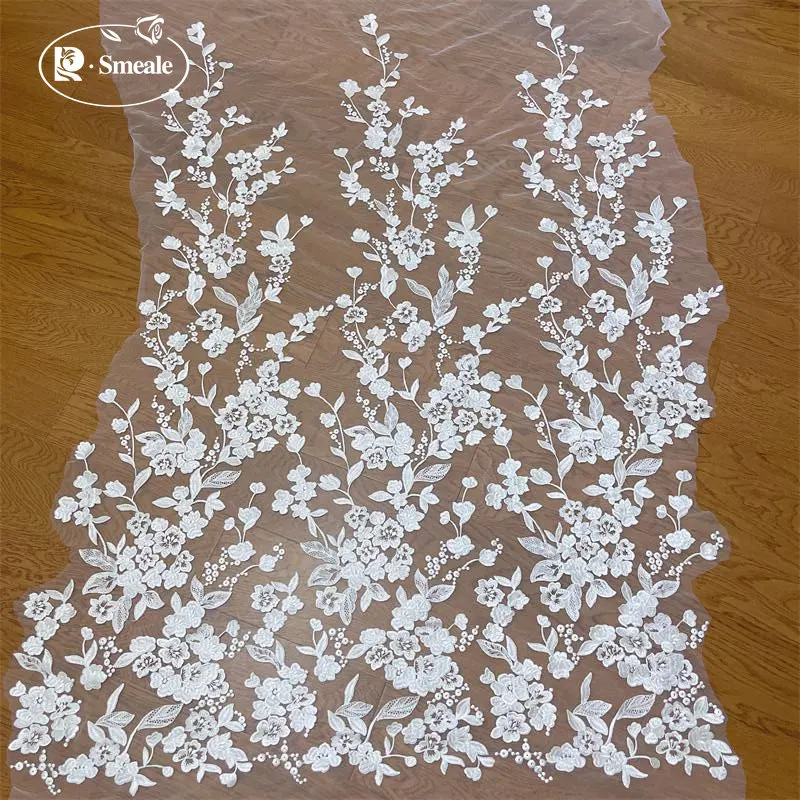 High-Density Embroidered Lace Fabric, Rayon Plant Flower, Wedding Dress DIY Accessories, Bridal Fabric, RS4080